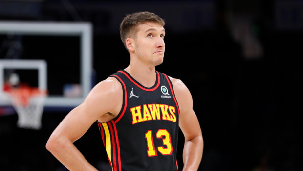 Bogdan Bogdanovic stands on the court.